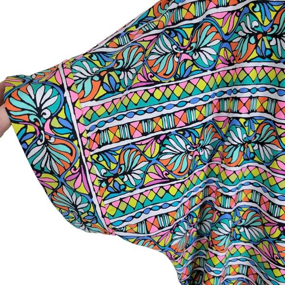 Trina Turk Bora Bora Striped Floral Tunic Cover Up Dress Size L Beach Swim - Picture 7 of 9